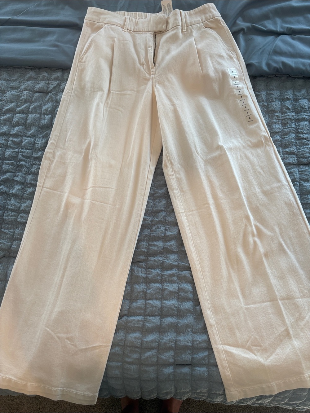 American Eagle Outfitters Women's Cream Wide-Leg Trousers
